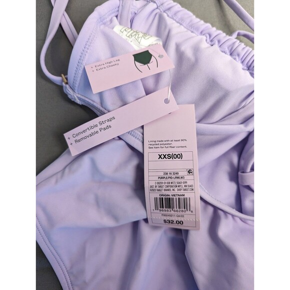 Wild Fable Underwire High Leg Cheeky One Piece Swimsuit Lilac XXS - Picture 8 of 8